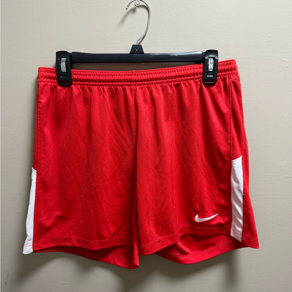 Nike Women's Red and White Athletic Shorts